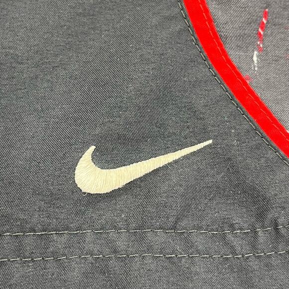 Vintage Nike Black Red White Lined Swim Board Shorts Embroidered Log XL - Picture 6 of 8